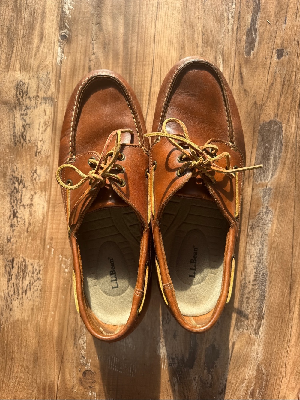 L.L. Bean Men’s Brown Leather Boat Shoes 11